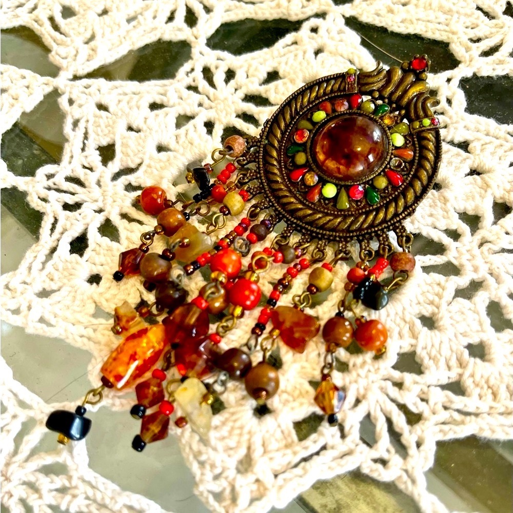 Bohemian Multicolor Beaded Dangle Pendant